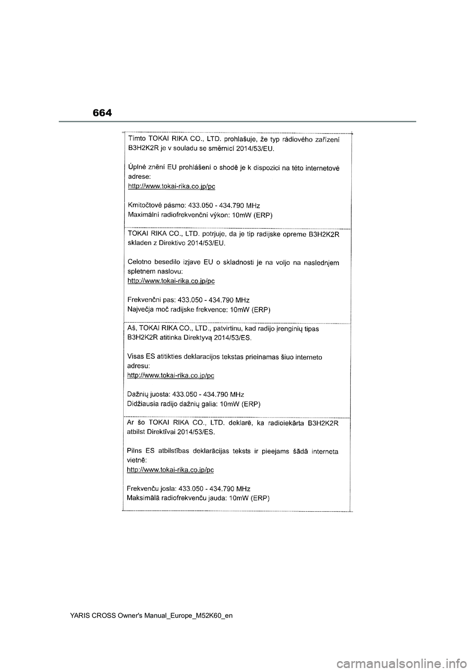 TOYOTA YARIS CROSS 2021  ΟΔΗΓΌΣ ΧΡΉΣΗΣ (in Greek) 664
YARIS CROSS Owners Manual_Europe_M52K60_en 