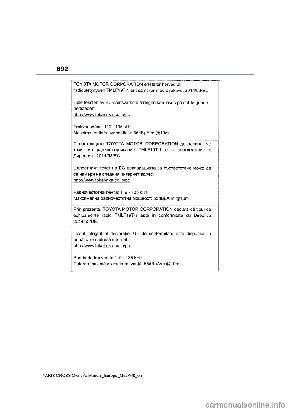 TOYOTA YARIS CROSS 2021  ΟΔΗΓΌΣ ΧΡΉΣΗΣ (in Greek) 692
YARIS CROSS Owners Manual_Europe_M52K60_en 