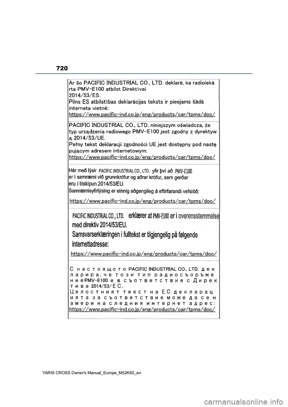TOYOTA YARIS CROSS 2021  ΟΔΗΓΌΣ ΧΡΉΣΗΣ (in Greek) 720
YARIS CROSS Owners Manual_Europe_M52K60_en 