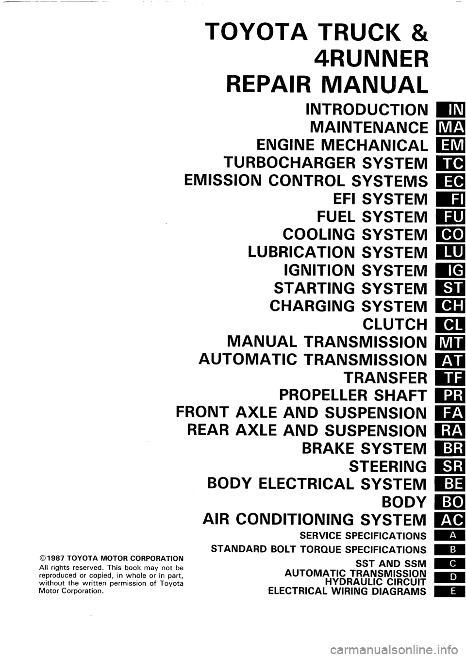 TOYOTA 4RUNNER 1986  Service Repair Manual 