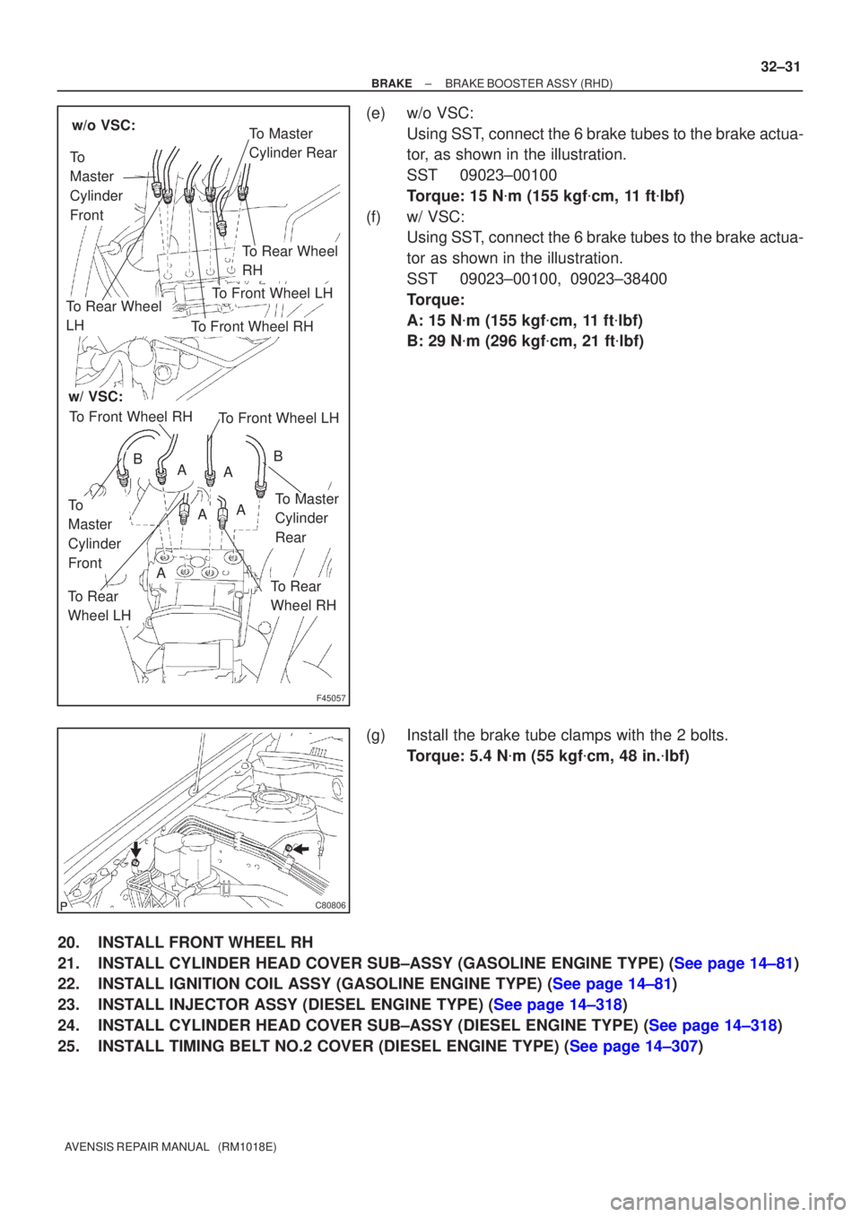 TOYOTA AVENSIS 2005 Service Repair Manual F45057
w/o VSC:
w/ VSC:
To Master
Cylinder Rear
To
Master
Cylinder
Front
To Rear Wheel
RH
To Front Wheel LH
To Front Wheel RH
To Rear Wheel
LH
A
To
Master
Cylinder
FrontTo Master
Cylinder
Rear
To Rear TOYOTA AVENSIS 2005 Service Repair Manual F45057
w/o VSC:
w/ VSC:
To Master
Cylinder Rear
To
Master
Cylinder
Front
To Rear Wheel
RH
To Front Wheel LH
To Front Wheel RH
To Rear Wheel
LH
A
To
Master
Cylinder
FrontTo Master
Cylinder
Rear
To Rear
