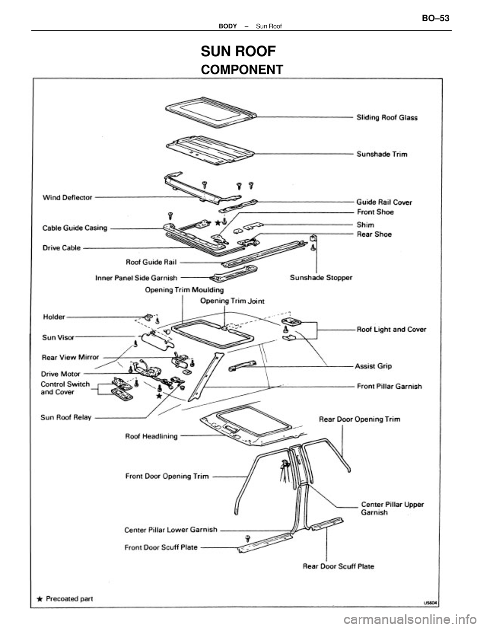 TOYOTA CAMRY V20 1986  Service Information SUN ROOF
COMPONENT
± BODYSun RoofBO±53 