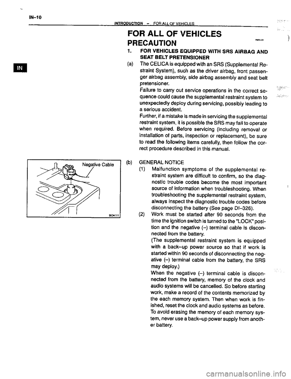 TOYOTA CELICA 1999  Service Repair Manual 
