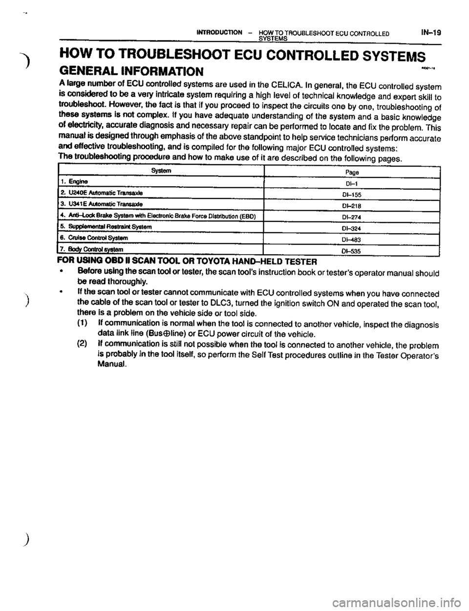 TOYOTA CELICA 1999  Service Repair Manual 