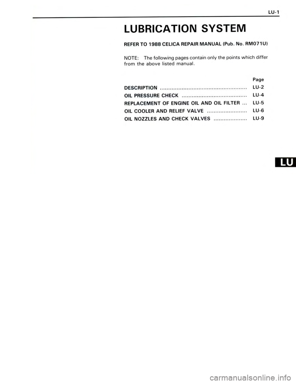 TOYOTA CELICA 1988  Repair Manual 