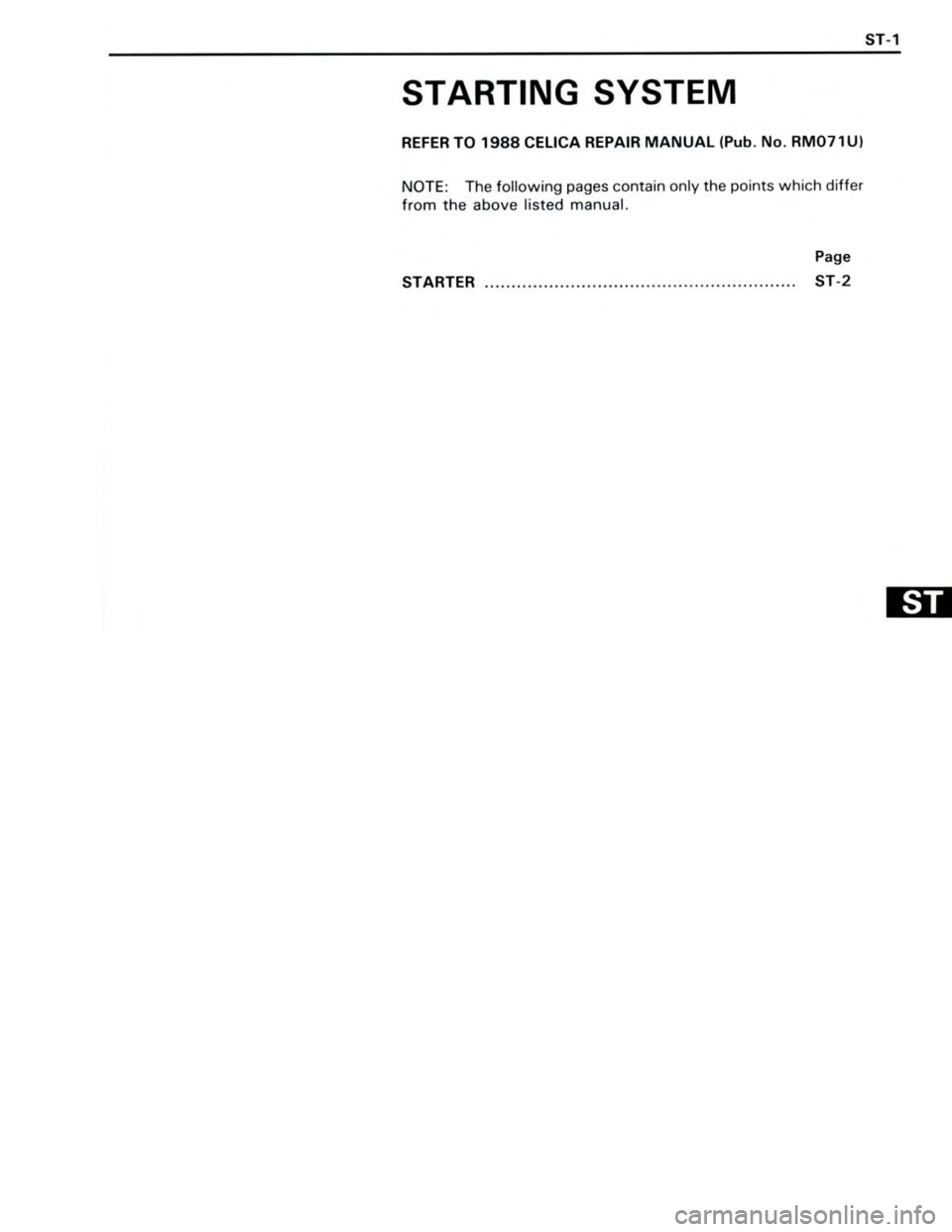 TOYOTA CELICA 1988  Repair Manual 