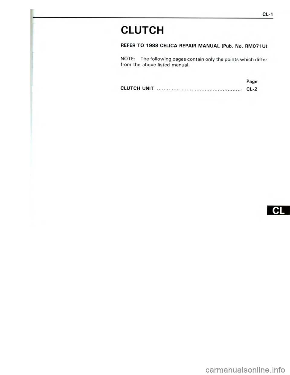 TOYOTA CELICA 1988  Repair Manual 