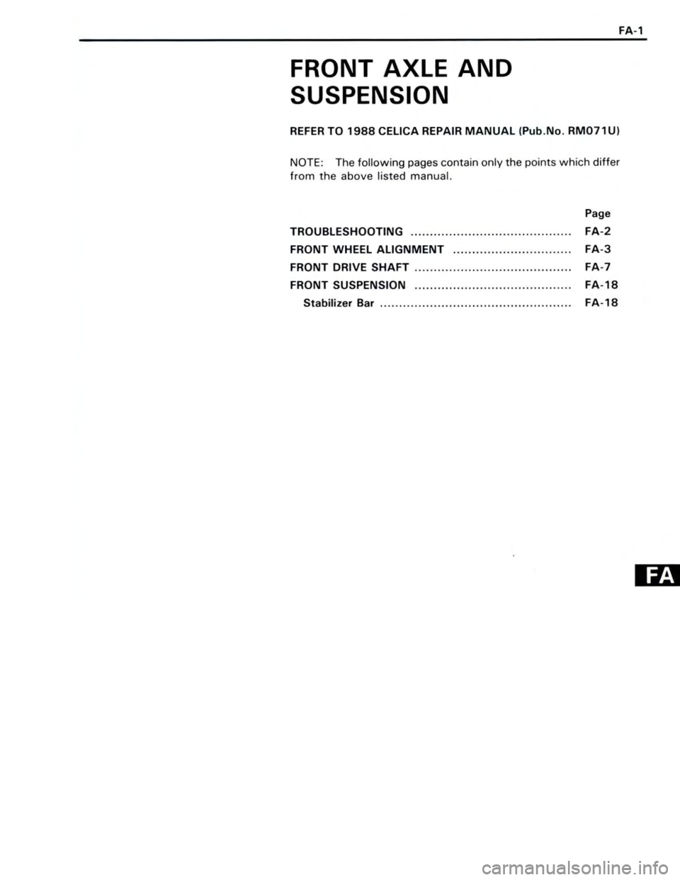 TOYOTA CELICA 1988  Repair Manual 