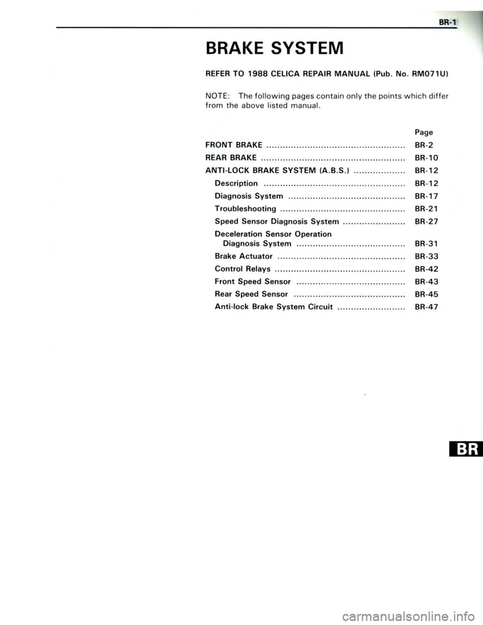TOYOTA CELICA 1988  Repair Manual 
