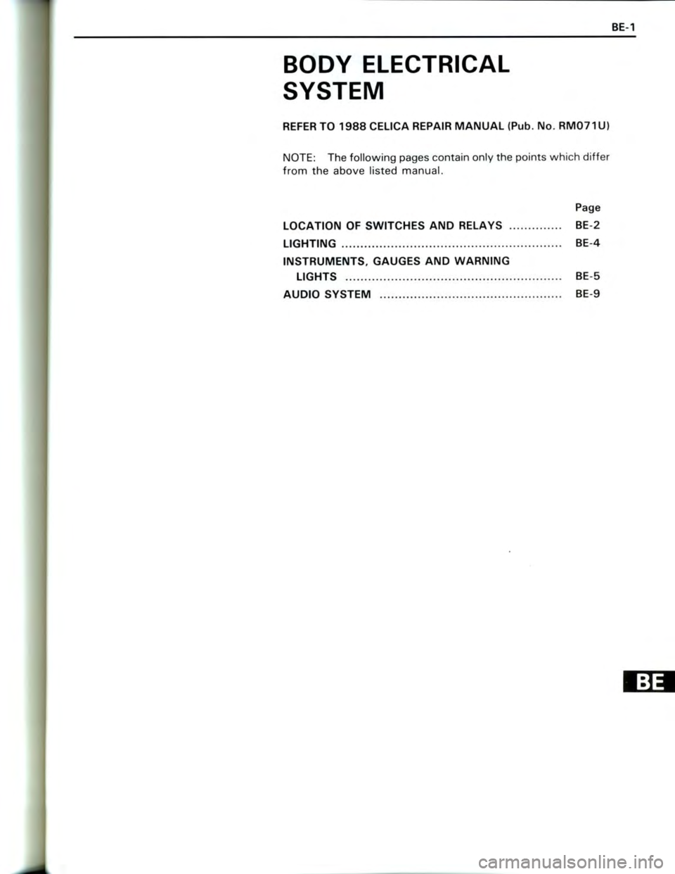 TOYOTA CELICA 1988  Repair Manual 