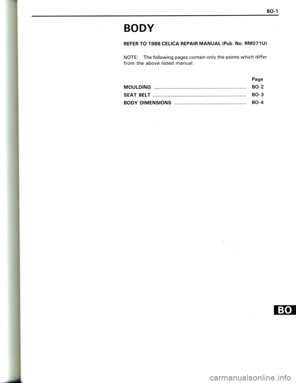 TOYOTA CELICA 1988  Repair Manual 
