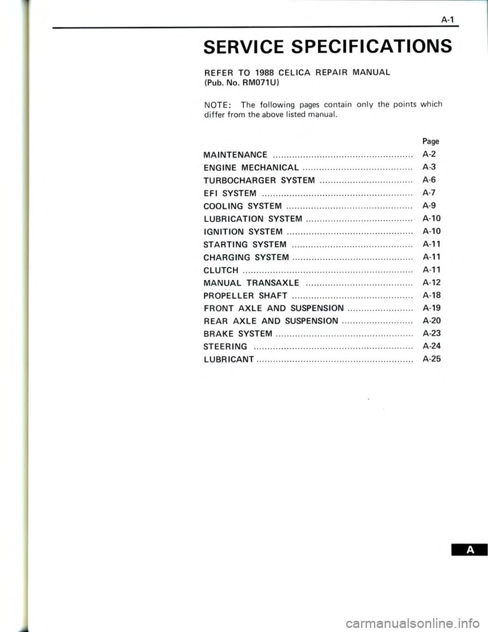 TOYOTA CELICA 1988  Repair Manual 