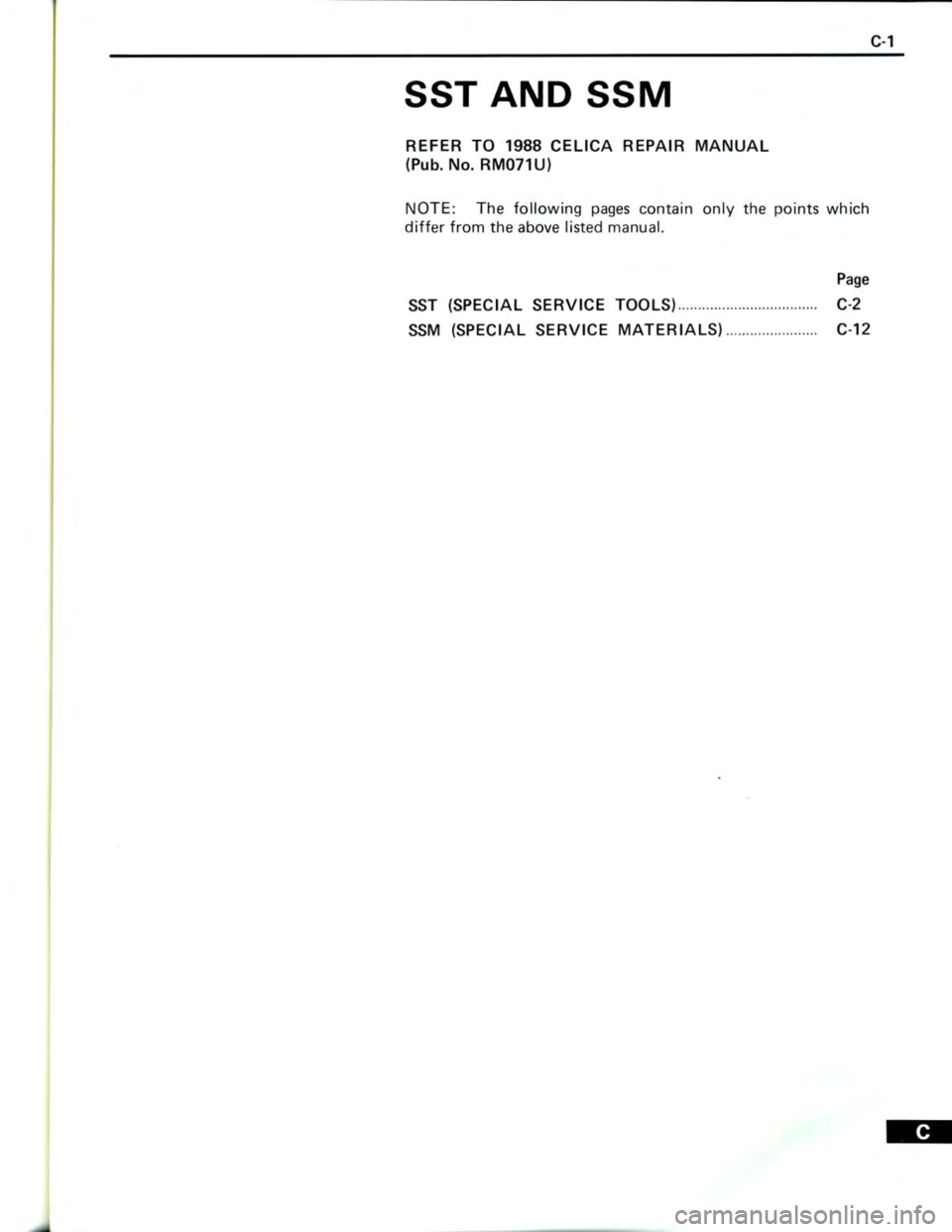 TOYOTA CELICA 1988  Repair Manual 