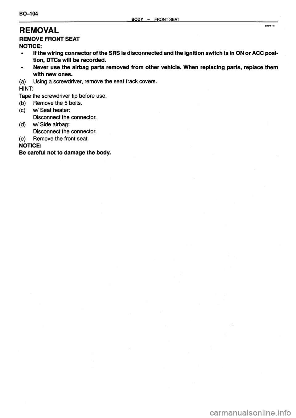TOYOTA VERSO 1999  Repair Manual 
