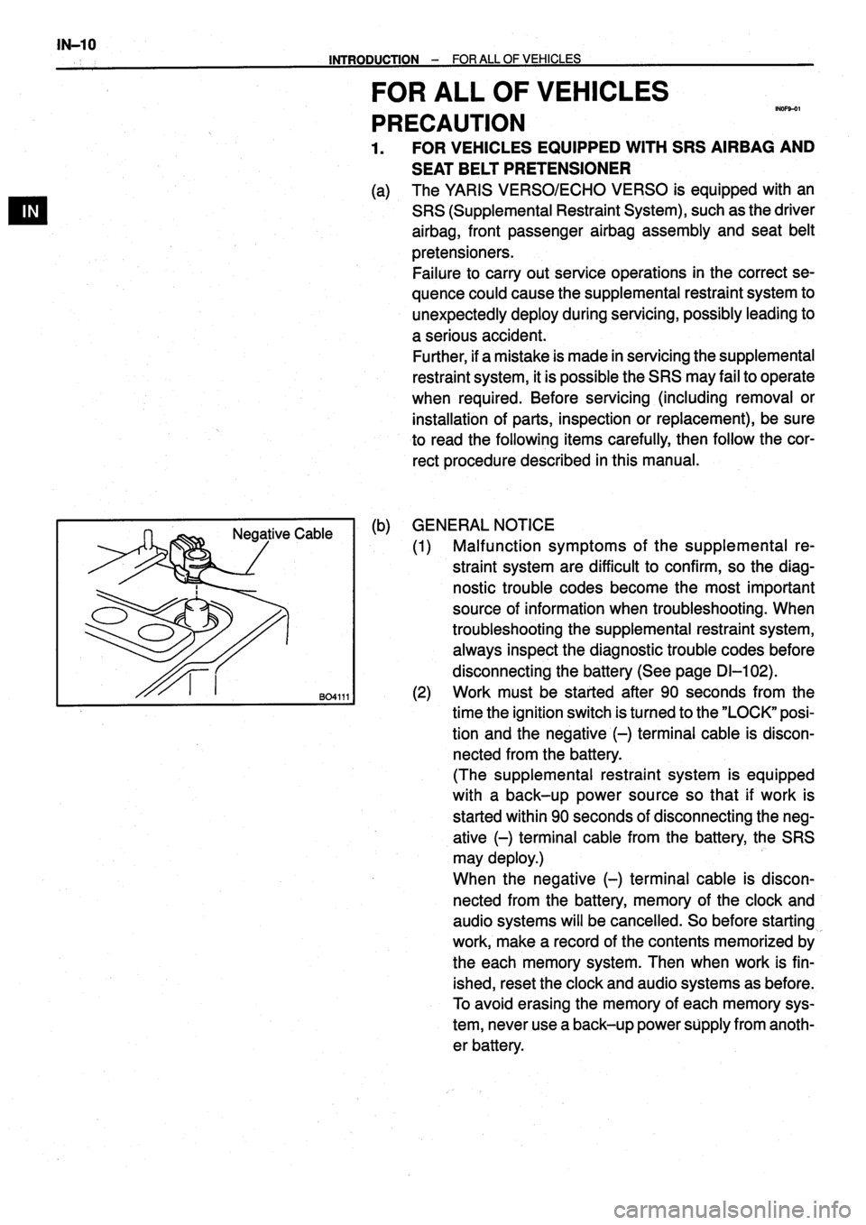 TOYOTA VERSO 1999  Repair Manual 