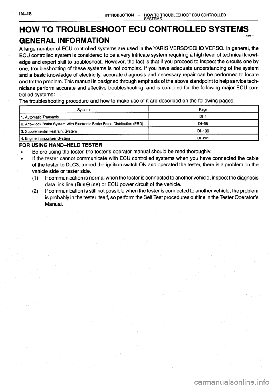 TOYOTA VERSO 1999  Repair Manual 