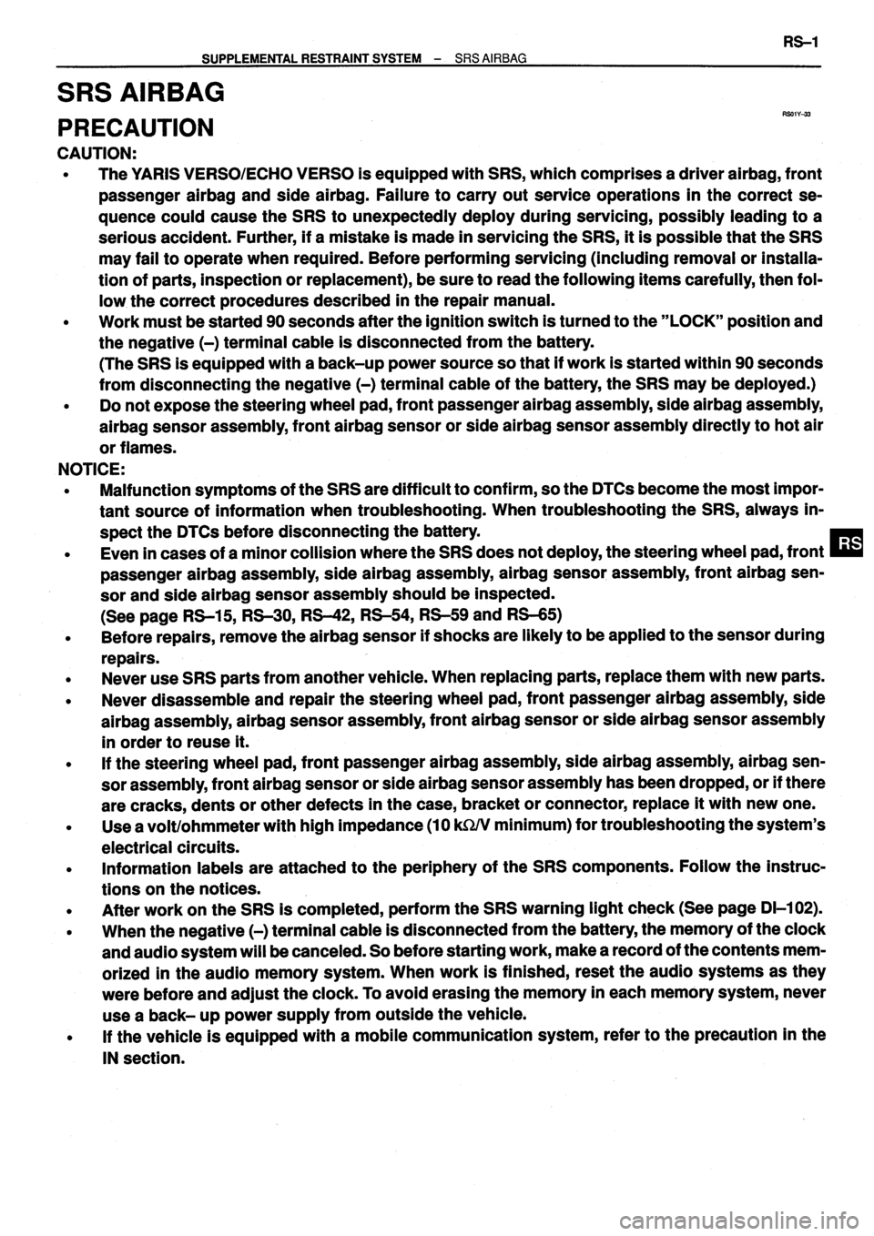 TOYOTA VERSO 1999  Repair Manual 