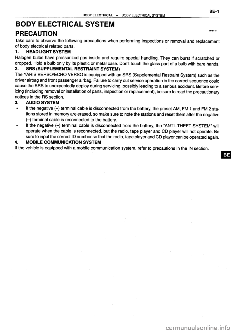 TOYOTA VERSO 1999  Repair Manual 