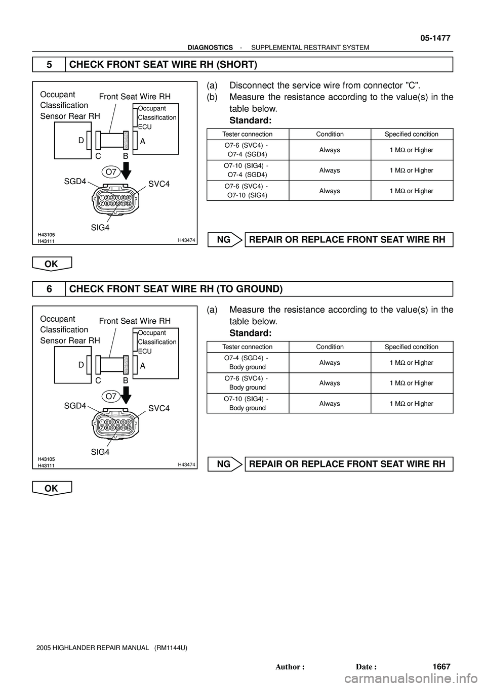 TOYOTA HIGHLANDER 2001 Service Repair Manual H43111H43105H43111H43105H43474
SGD4Front Seat Wire RH
CB D
A
SIG4SVC4 Occupant
Classification
Sensor Rear RH
Occupant
Classification
ECU
O7
H43111H43105H43111H43105H43474
SGD4Front Seat Wire RH
CB D
TOYOTA HIGHLANDER 2001 Service Repair Manual H43111H43105H43111H43105H43474
SGD4Front Seat Wire RH
CB D
A
SIG4SVC4 Occupant
Classification
Sensor Rear RH
Occupant
Classification
ECU
O7
H43111H43105H43111H43105H43474
SGD4Front Seat Wire RH
CB D