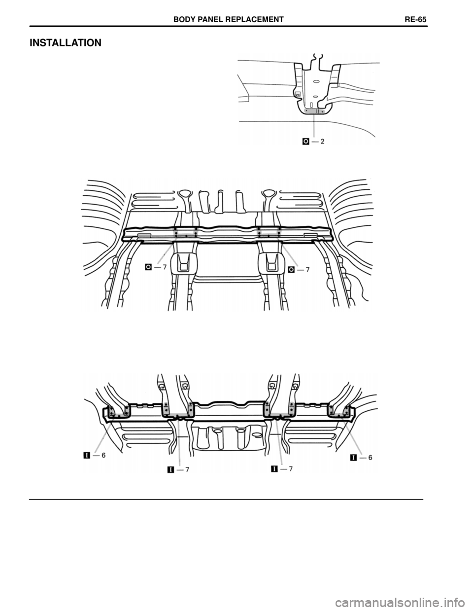 TOYOTA LAND CRUISER 1986  Factory Repair Manual INSTALLATION
BODY PANEL REPLACEMENTRE-65 