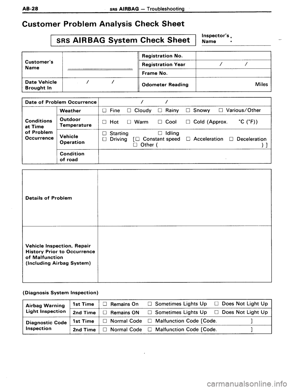 TOYOTA MR-2 1991  Factory Repair Manual 