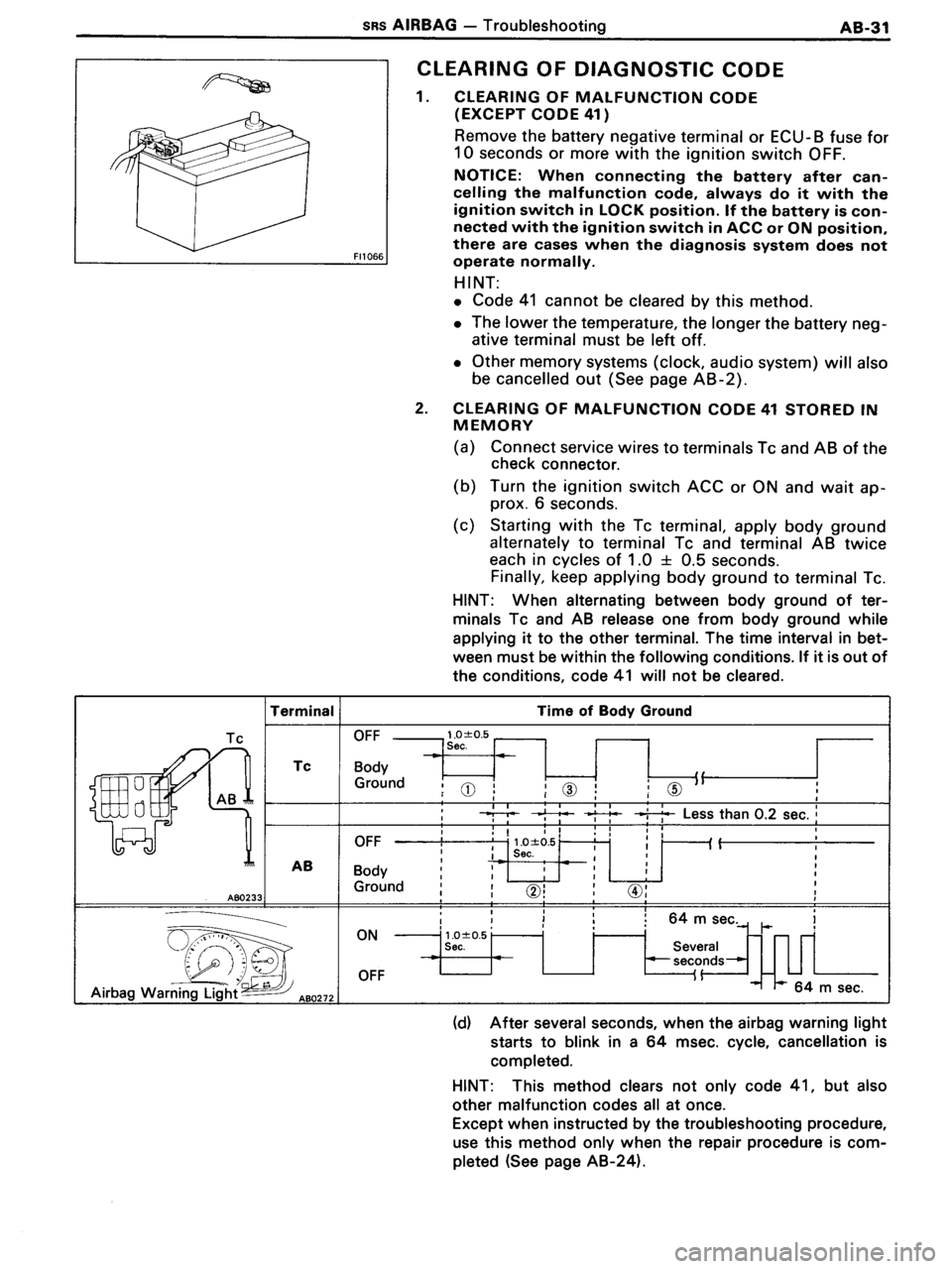 TOYOTA MR-2 1991  Factory Repair Manual 