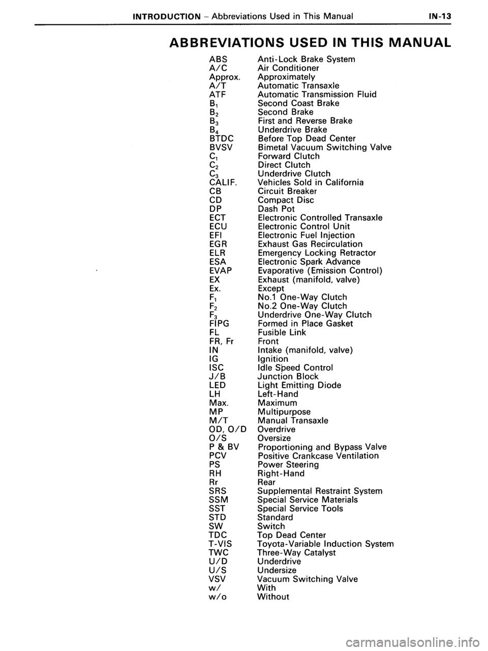 TOYOTA MR-2 1991  Factory Repair Manual 