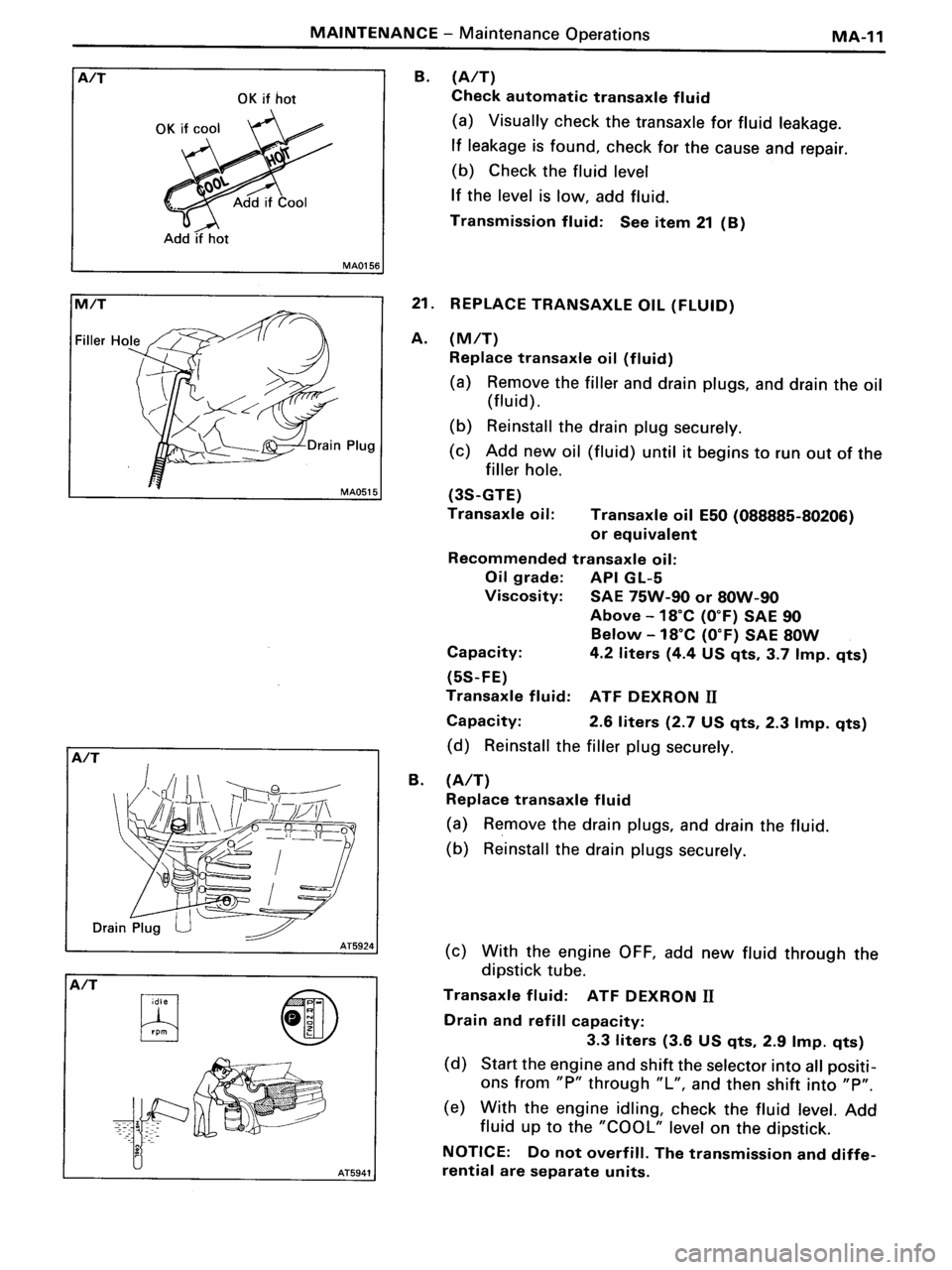 TOYOTA MR-2 1991  Factory Repair Manual 
