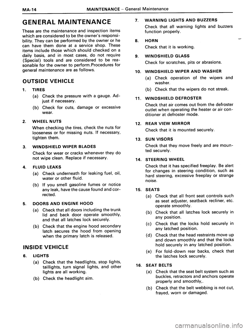 TOYOTA MR-2 1991  Factory Repair Manual 