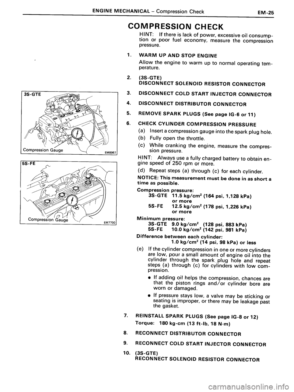 TOYOTA MR-2 1991  Factory Repair Manual 
