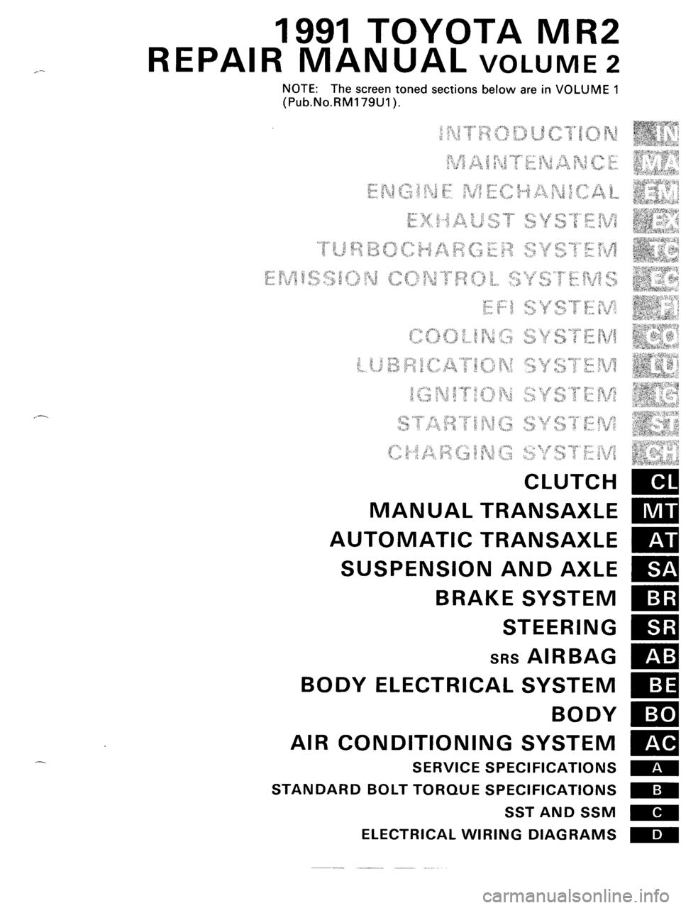 TOYOTA MR-2 1991  Factory Repair Manual 
