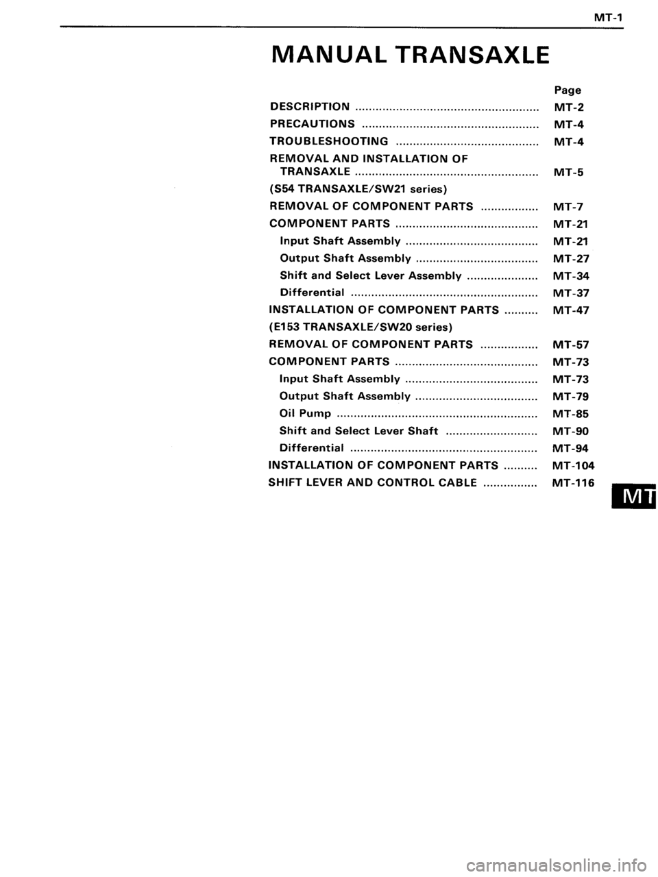 TOYOTA MR-2 1991  Factory Repair Manual 