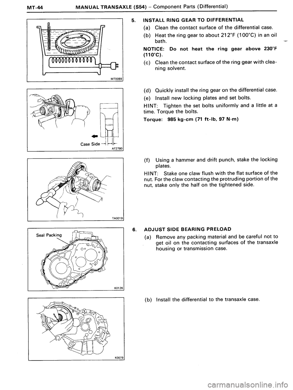 TOYOTA MR-2 1991  Factory Repair Manual 