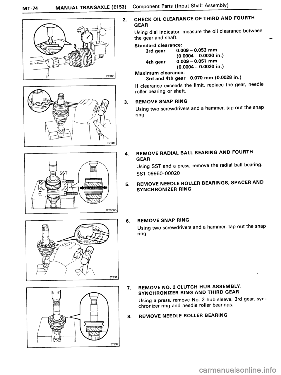 TOYOTA MR-2 1991  Factory Repair Manual 