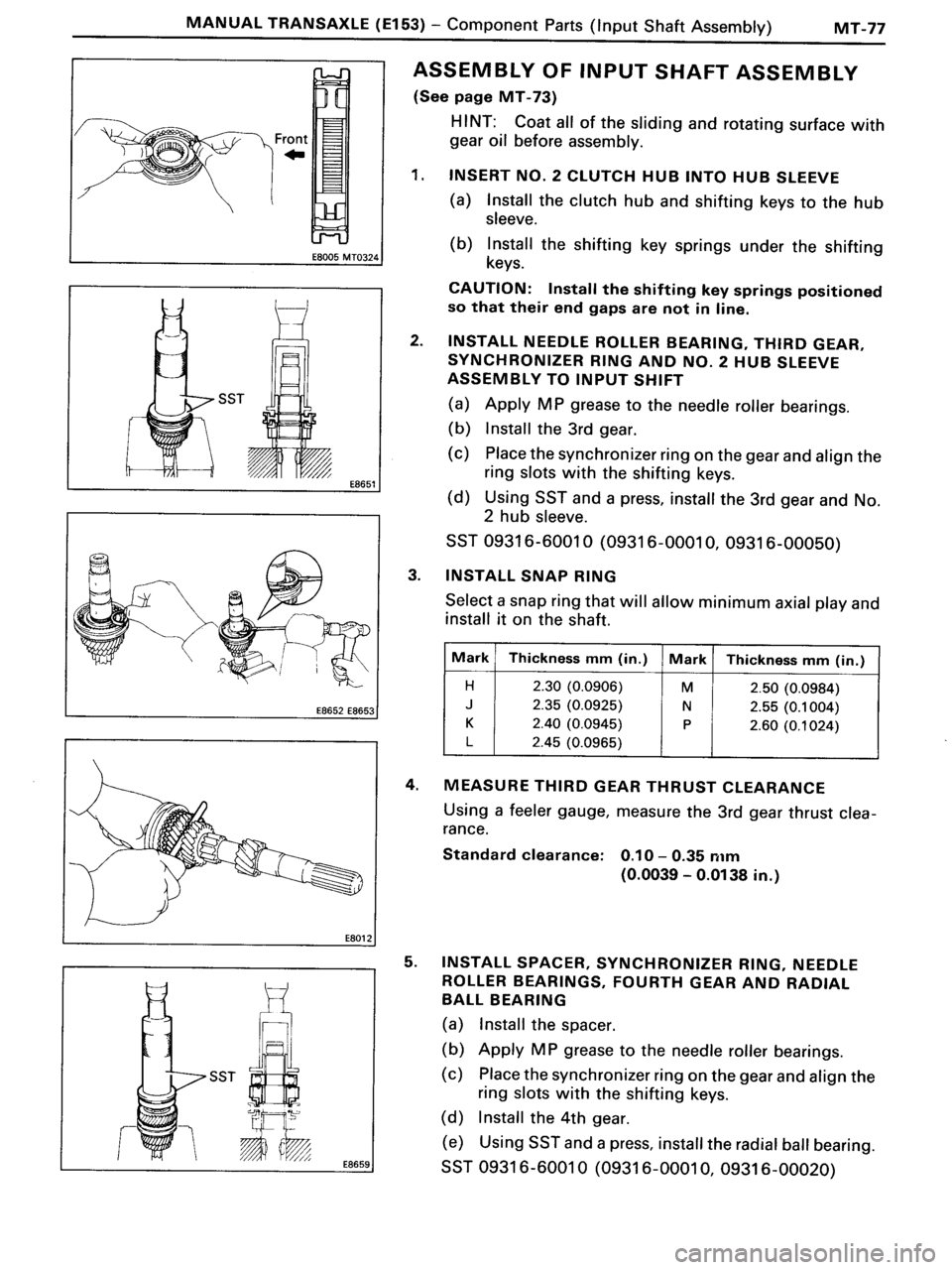 TOYOTA MR-2 1991  Factory Repair Manual 
