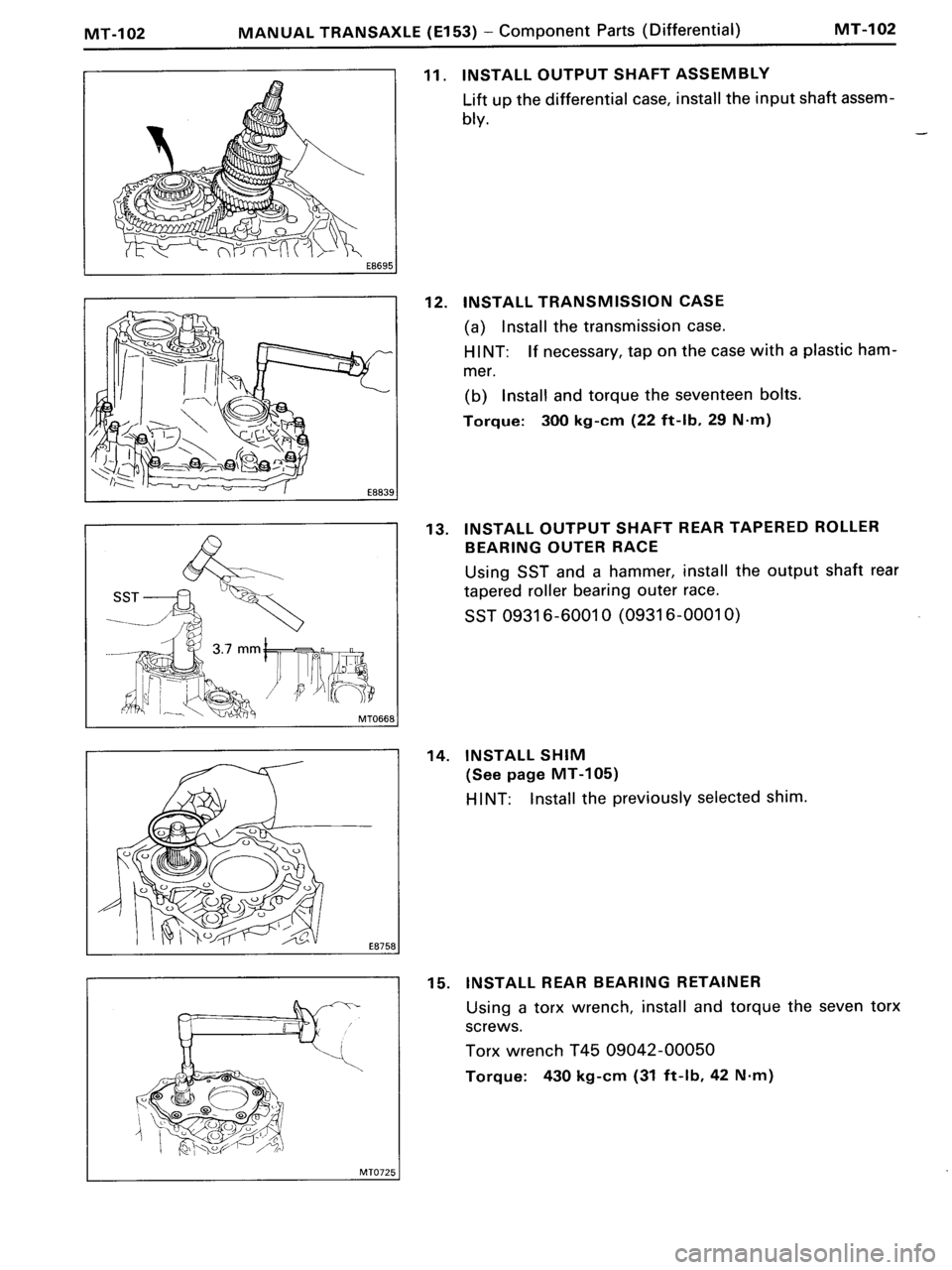 TOYOTA MR-2 1991  Factory Repair Manual 