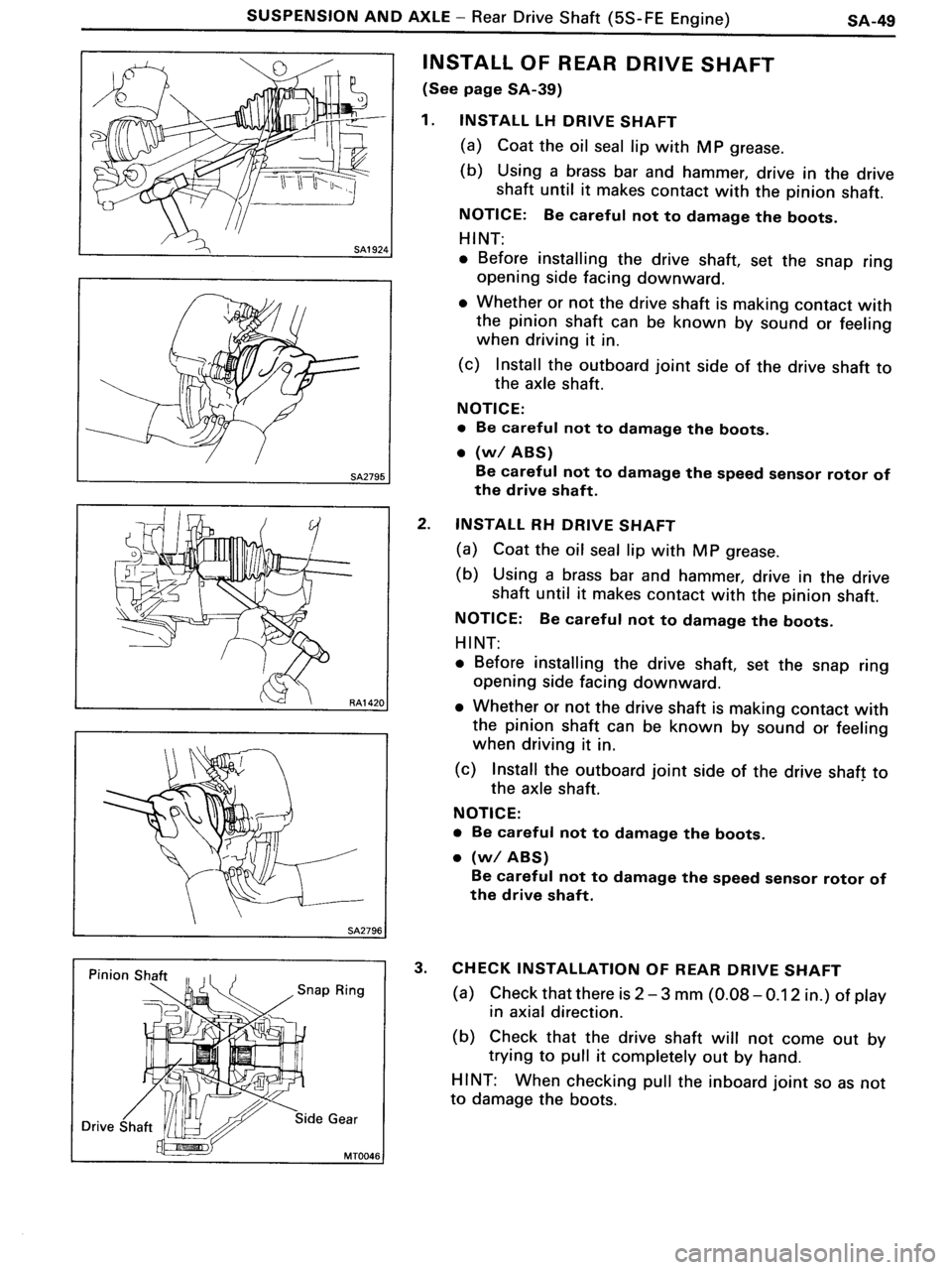 TOYOTA MR-2 1991  Factory Repair Manual 