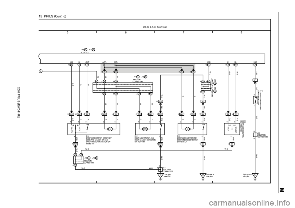 TOYOTA PRIUS 2001  Service Repair Manual 2001 PRIUS (EWD414U)
M
78
6 5
15  PRIUS (
Cont d)
AB BB AB BB CA BA CA
MIQ1 6 IQ1 5 11IN1 12IN1 2IN116 B 7 B 17 A
2I 42J1
M 2BB1 6BB1
M 2 BA1 6 BA12L 82L9
7 BB1 7 BA1 12 ID2 1 IF1BA BA
BB
AB AB
AA
IG