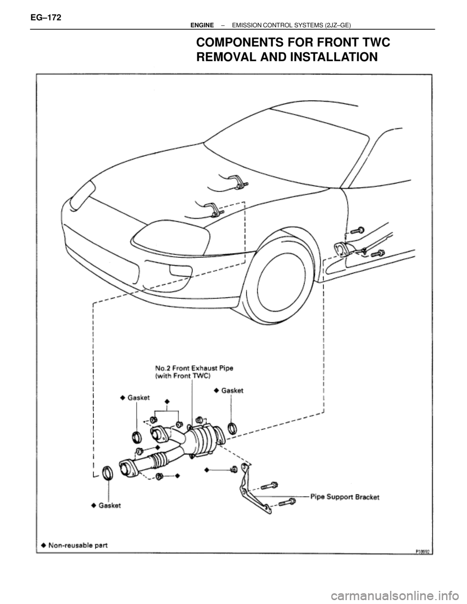TOYOTA SUPRA 1995  Service Repair Manual COMPONENTS FOR FRONT TWC
REMOVAL AND INSTALLATION
EG±172± ENGINEEMISSION CONTROL SYSTEMS (2JZ±GE) 