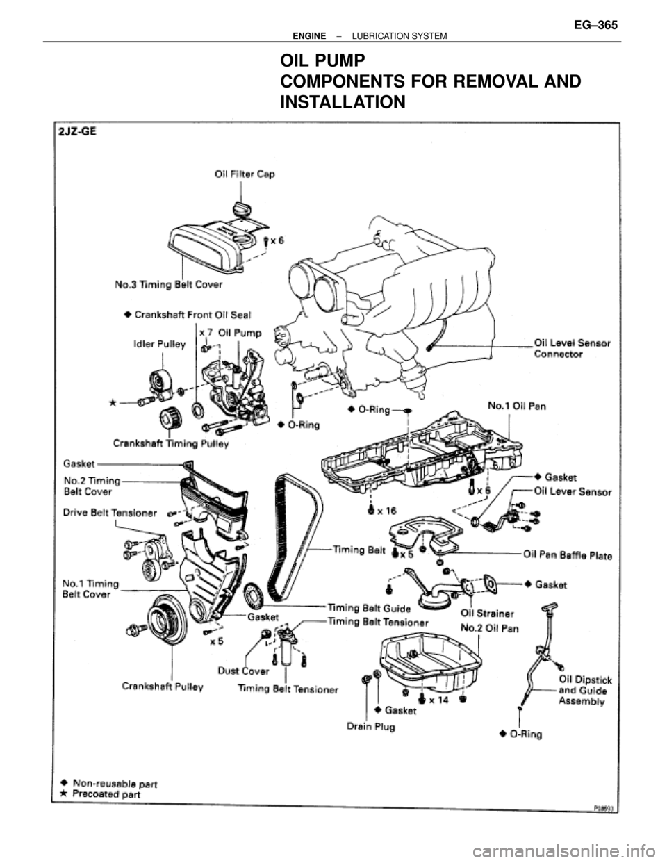 TOYOTA SUPRA 1995  Service Repair Manual OIL PUMP
COMPONENTS FOR REMOVAL AND
INSTALLATION
± ENGINELUBRICATION SYSTEMEG±365 