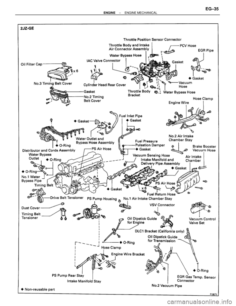 TOYOTA SUPRA 1995  Service Repair Manual ± ENGINEENGINE MECHANICALEG±35 
