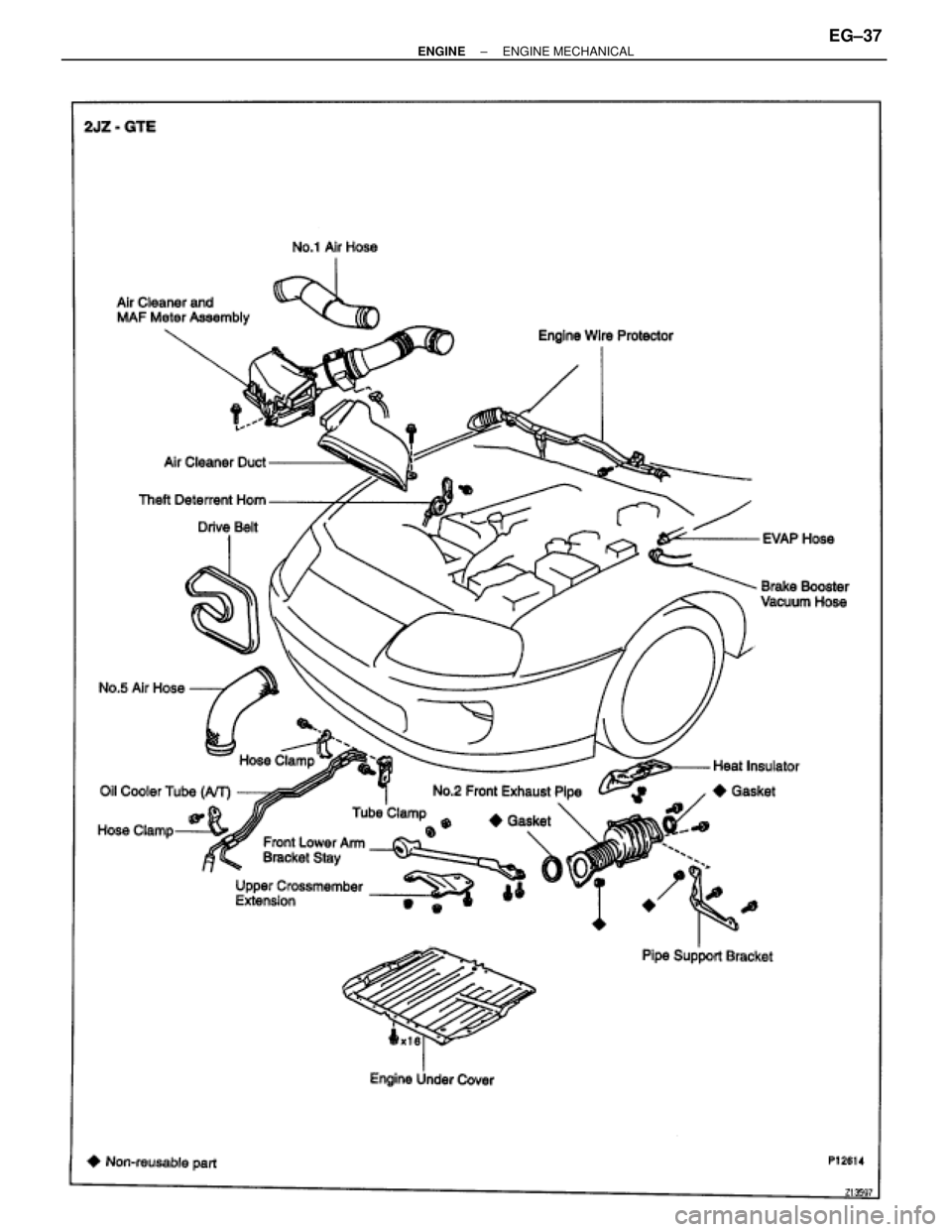 TOYOTA SUPRA 1995  Service Repair Manual ± ENGINEENGINE MECHANICALEG±37 