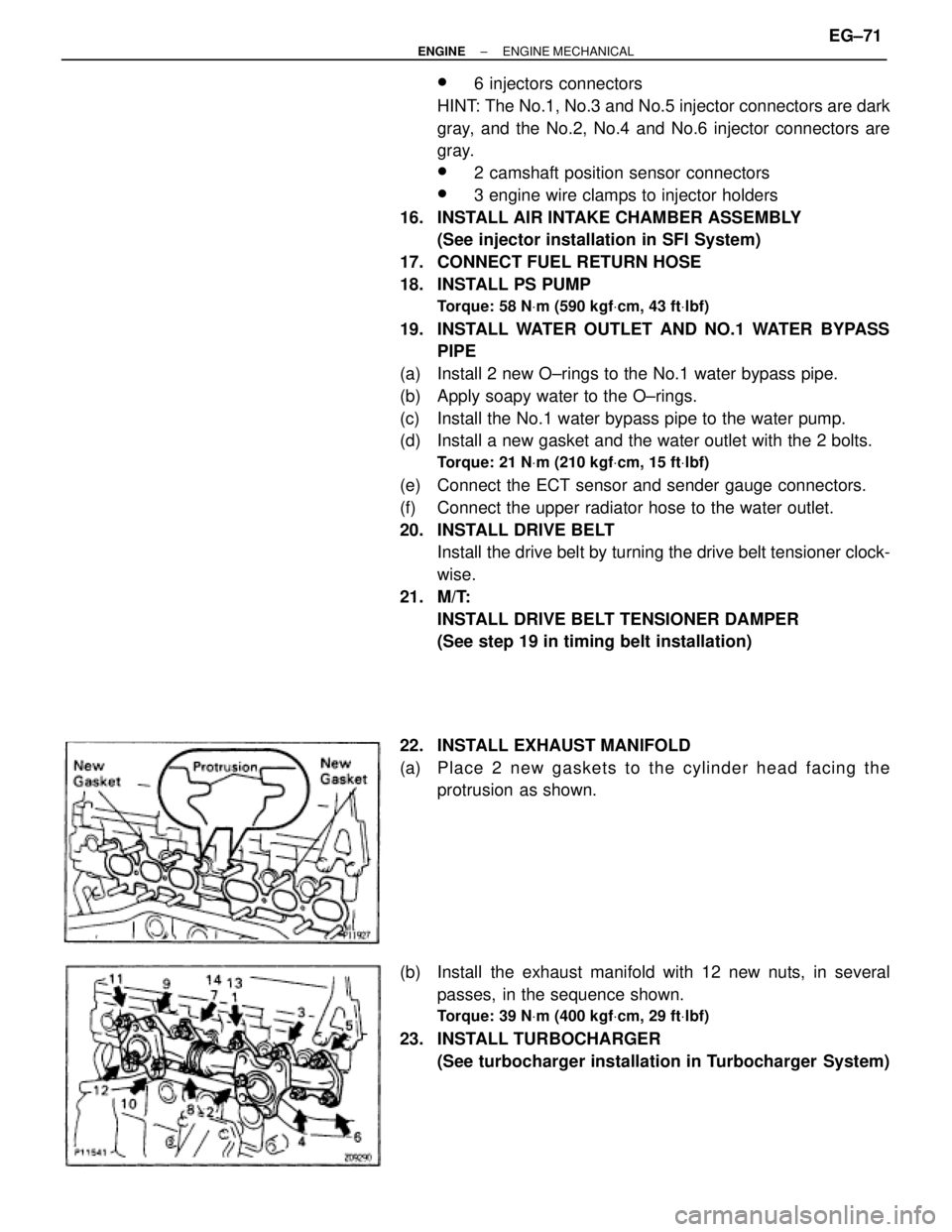 TOYOTA SUPRA 1995  Service Repair Manual w6 injectors connectors
HINT: The No.1, No.3 and No.5 injector connectors are dark
gray, and the No.2, No.4 and No.6 injector connectors are
gray.
w2 camshaft position sensor connectors
w3 engine wire