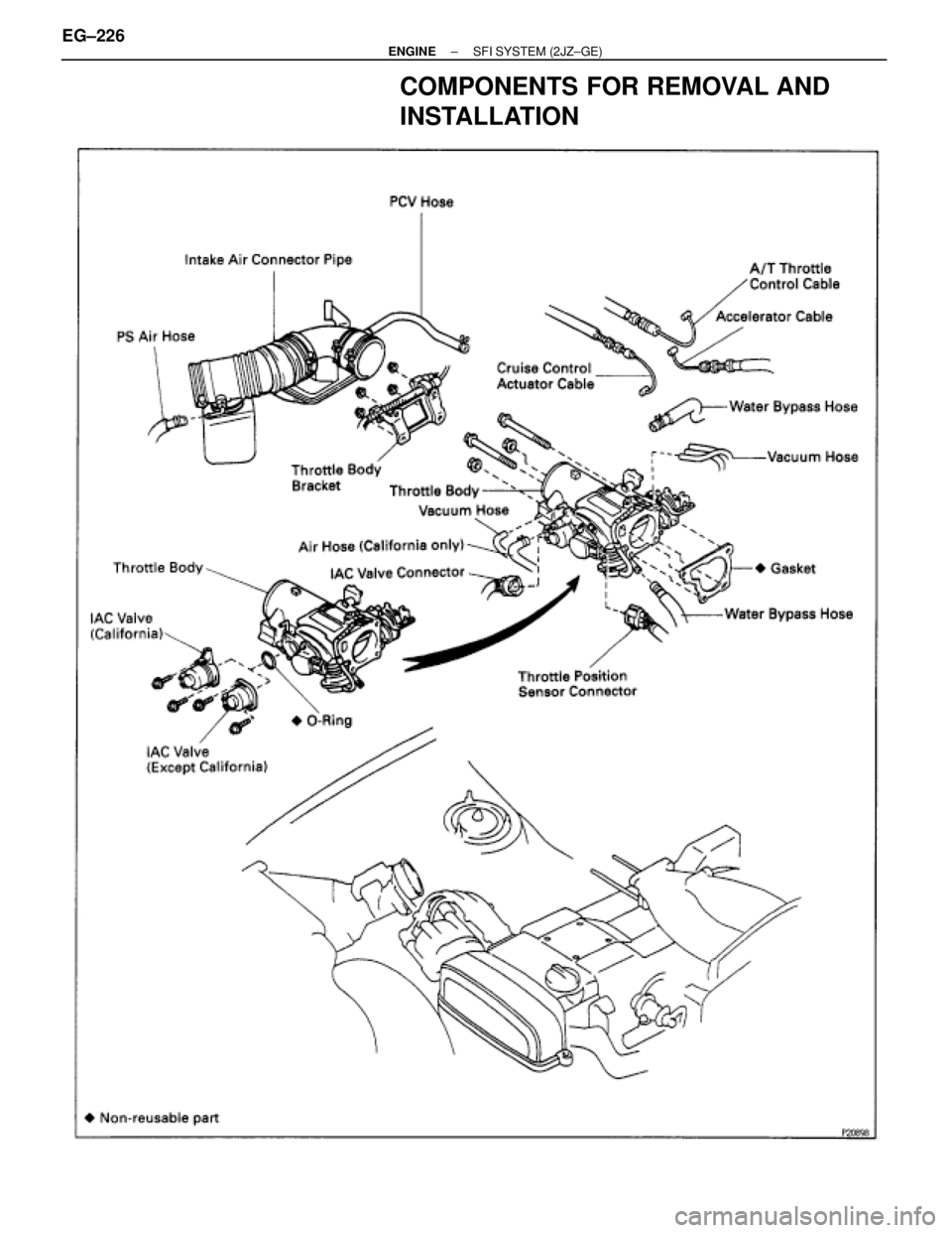 TOYOTA SUPRA 1995  Service Repair Manual COMPONENTS FOR REMOVAL AND
INSTALLATION
EG±226± ENGINESFI SYSTEM (2JZ±GE) 