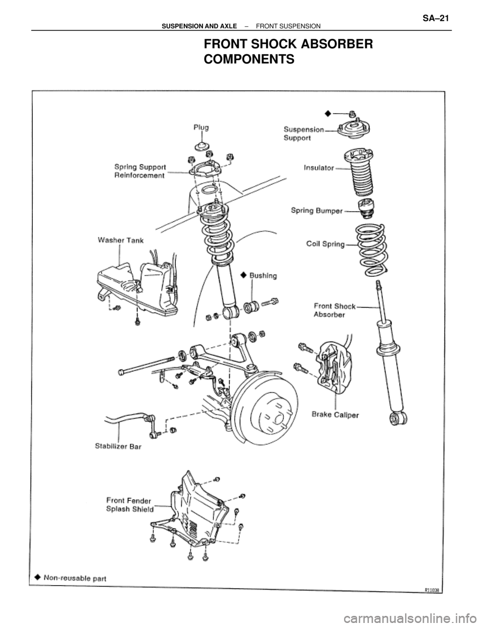 TOYOTA SUPRA 1995  Service Repair Manual FRONT SHOCK ABSORBER
COMPONENTS
± SUSPENSION AND AXLEFRONT SUSPENSIONSA±21 