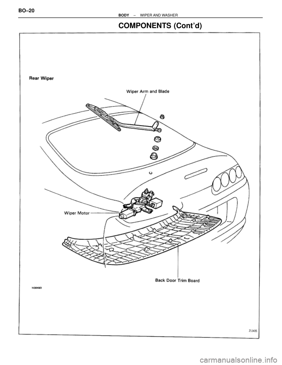 TOYOTA SUPRA 1995  Service Repair Manual COMPONENTS (Contd)
BO±20± BODYWIPER AND WASHER 