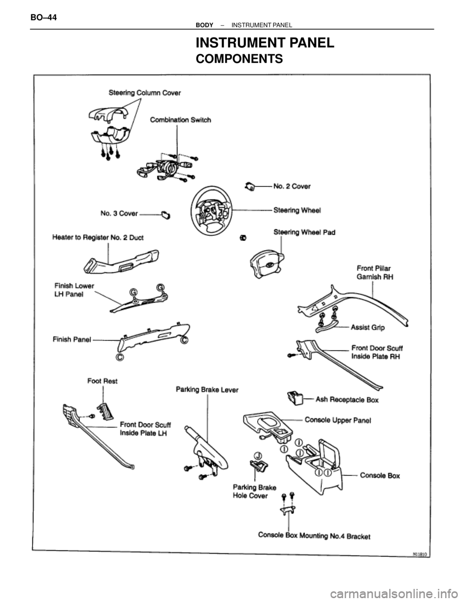 TOYOTA SUPRA 1995  Service Repair Manual INSTRUMENT PANEL
COMPONENTS
BO±44± BODYINSTRUMENT PANEL 