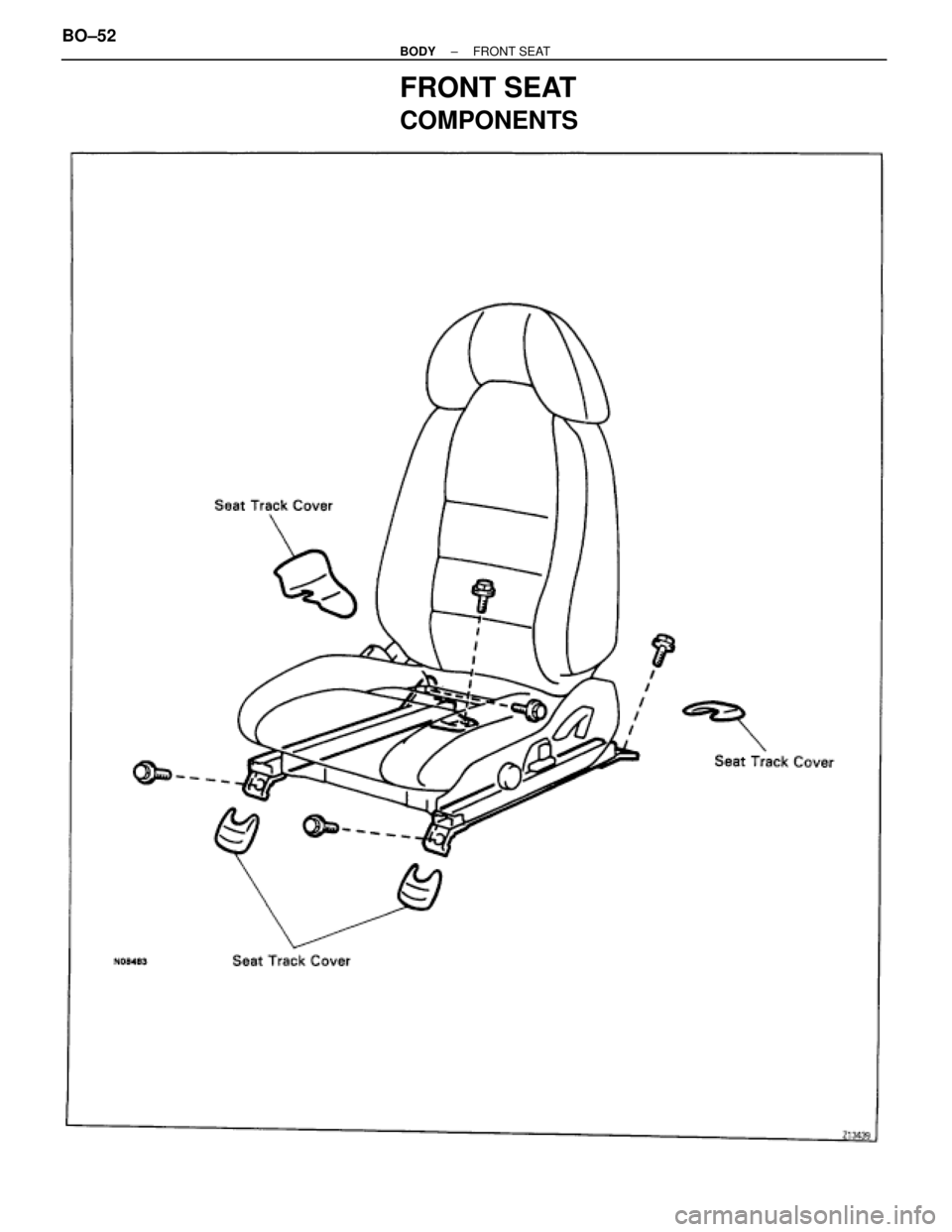 TOYOTA SUPRA 1995  Service Repair Manual FRONT SEAT
COMPONENTS
BO±52± BODYFRONT SEAT 