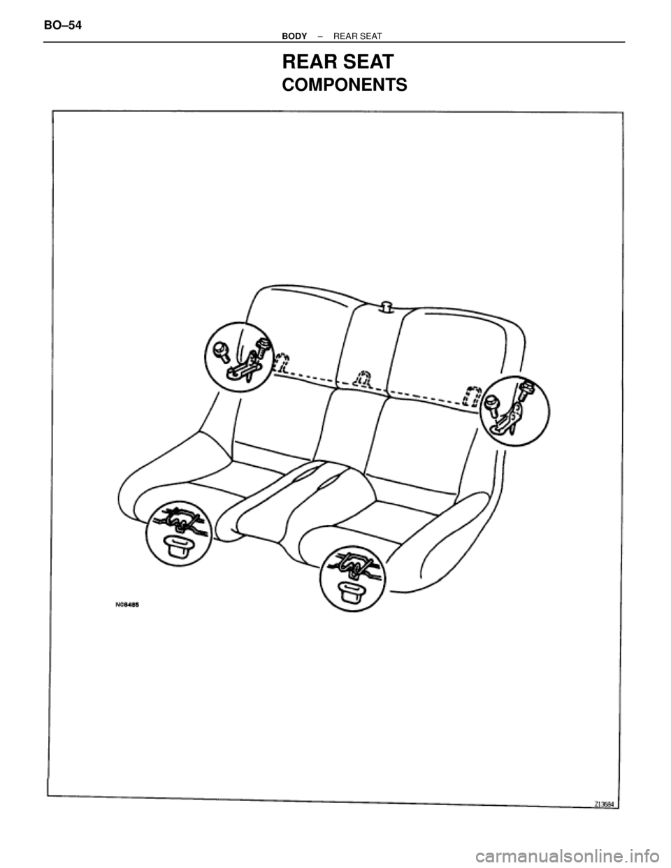 TOYOTA SUPRA 1995  Service Repair Manual REAR SEAT
COMPONENTS
BO±54± BODYREAR SEAT 