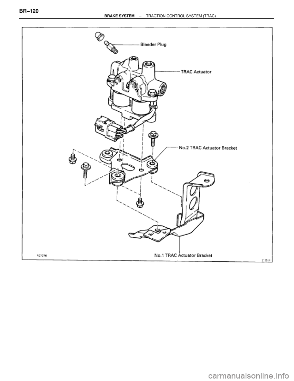 TOYOTA SUPRA 1995  Service Repair Manual BR±120± BRAKE SYSTEMTRACTION CONTROL SYSTEM (TRAC) 